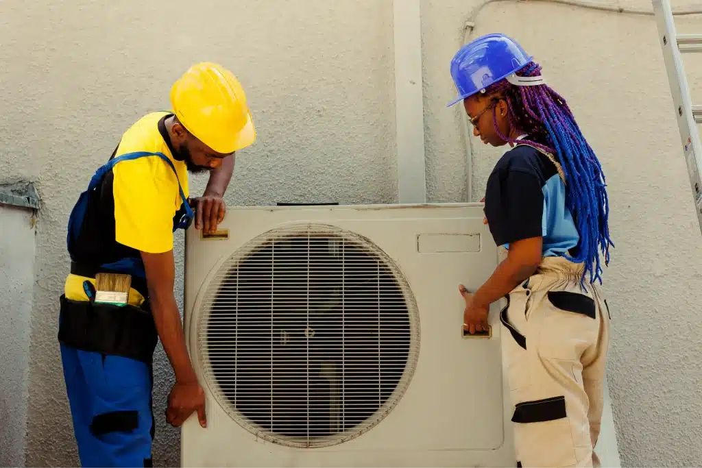 hvac workers on ac system