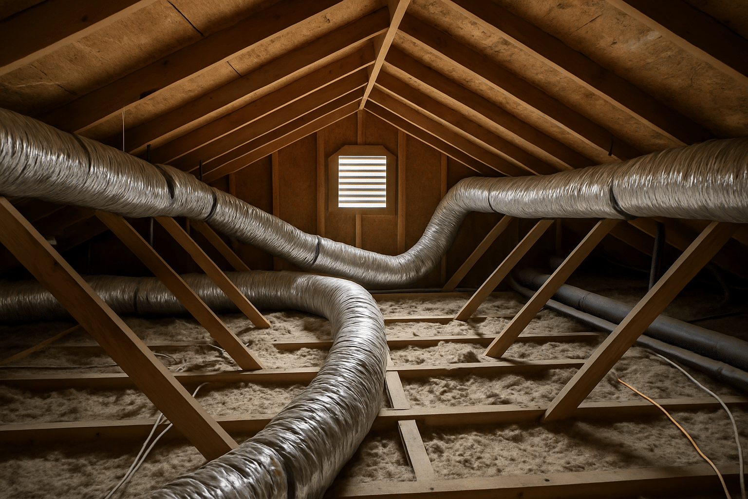 Accurately depicts a flex duct system in a Florida attic environment  -  including the sagging and heat conditions the p